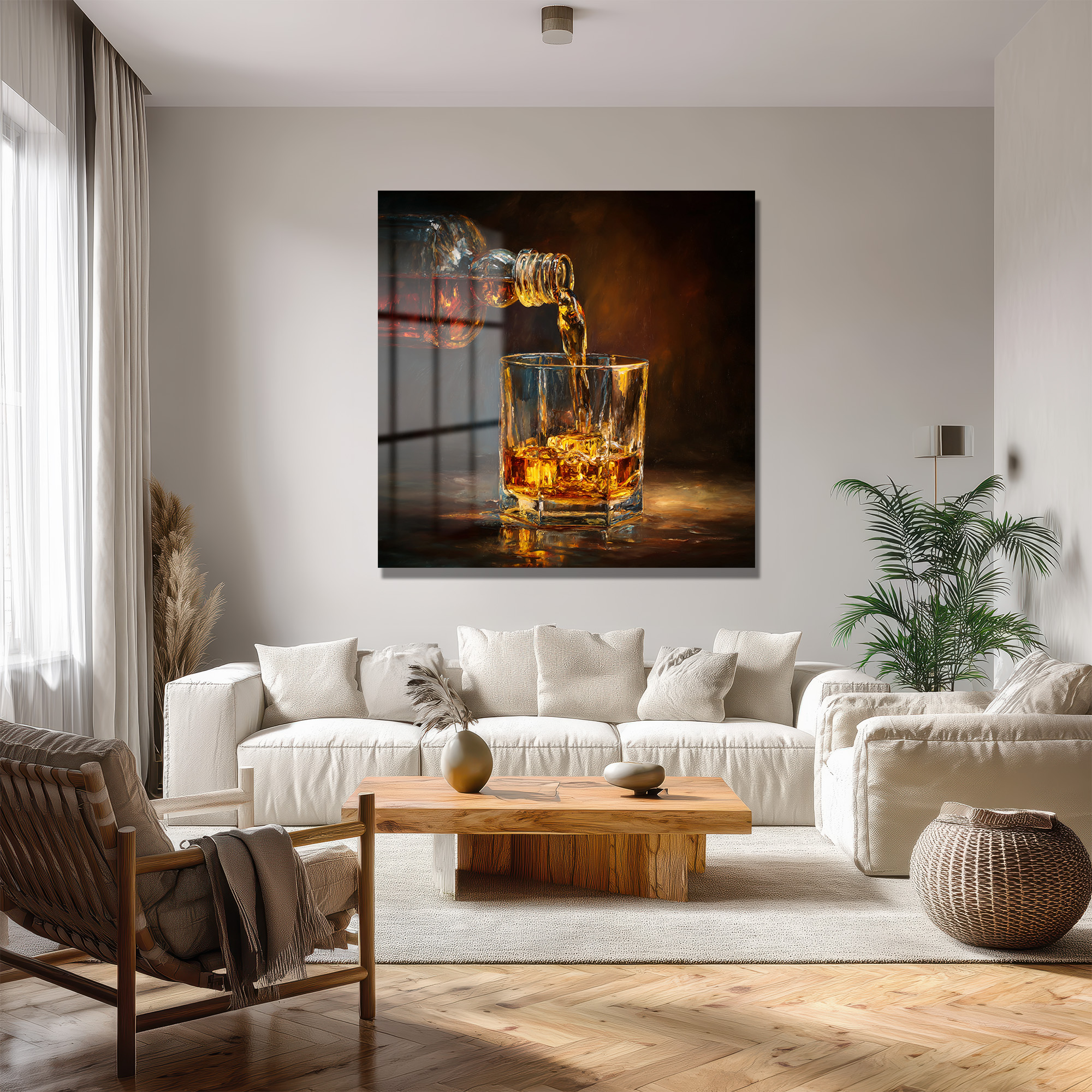 Viski Keyfi Sanatı Temperli Cam Tablo Duvar Dekoru Viski Keyfi Sanatı Temperli Cam Tablo