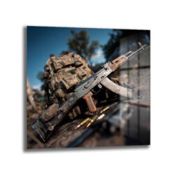 Taktiksel An: AK-47 Temalı Sanatsal Cam Tablo Duvar Dekoru Taktiksel An: AK-47 Temalı Sanatsal Cam Tablo