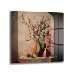Pencere Gölgesiyle Soyut Botanik Sanat Cam Tablo Duvar Dekoru Pencere Gölgesiyle Soyut Botanik Sanat Cam Tablo