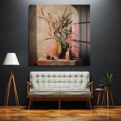 Pencere Gölgesiyle Soyut Botanik Sanat Cam Tablo Duvar Dekoru Pencere Gölgesiyle Soyut Botanik Sanat Cam Tablo