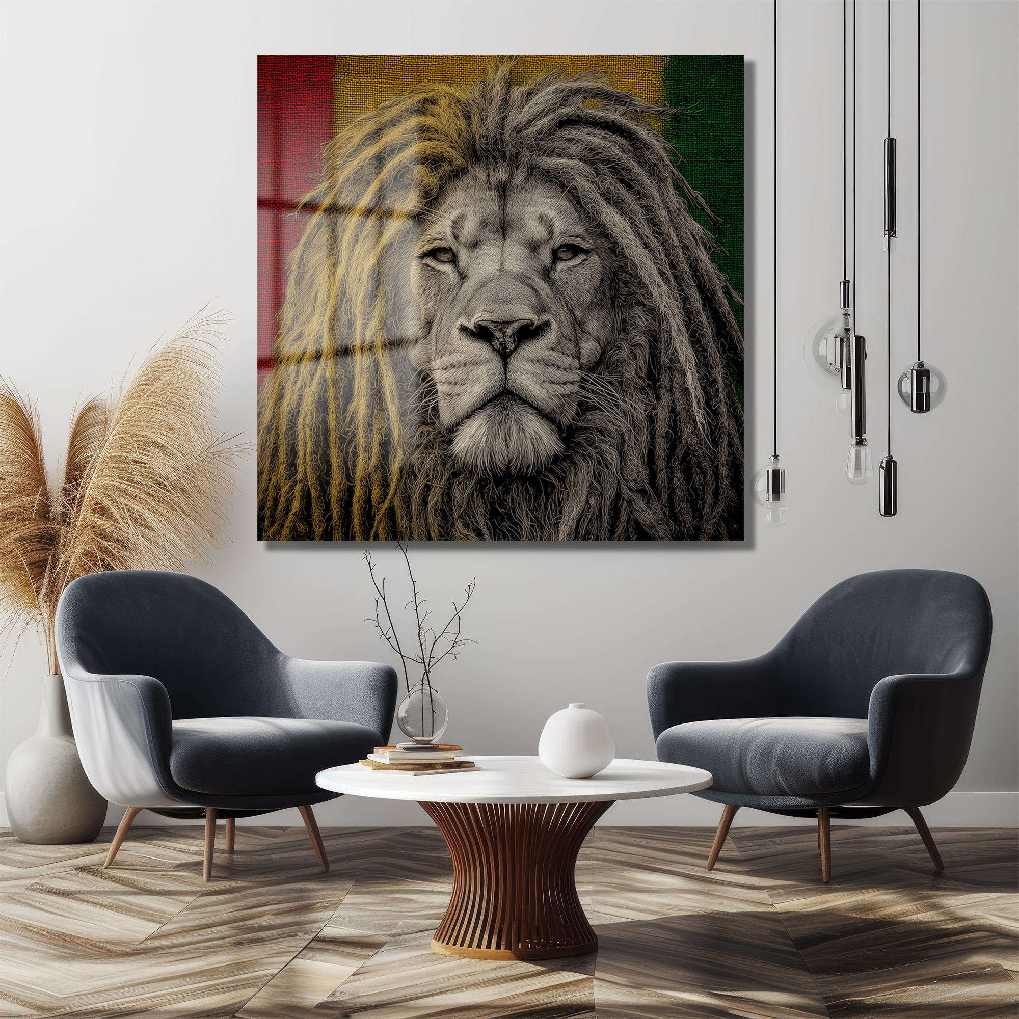 Rasta Aslan Kral Dreadlock Cam Tablo - Glazella Özel Tasarım Duvar Dekoru Rasta Aslan Kral Dreadlock Cam Tablo - Glazella Özel Tasarım