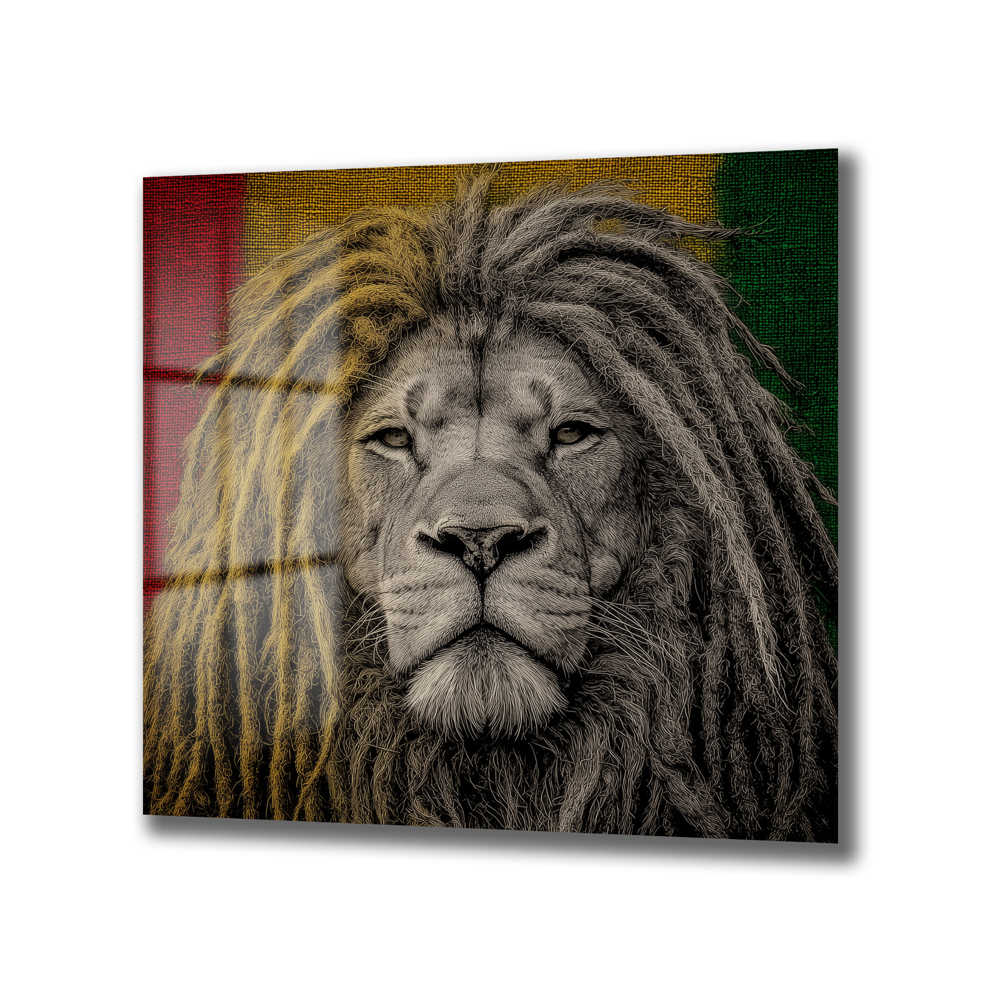 Rasta Aslan Kral Dreadlock Cam Tablo - Glazella Özel Tasarım Duvar Dekoru Rasta Aslan Kral Dreadlock Cam Tablo - Glazella Özel Tasarım