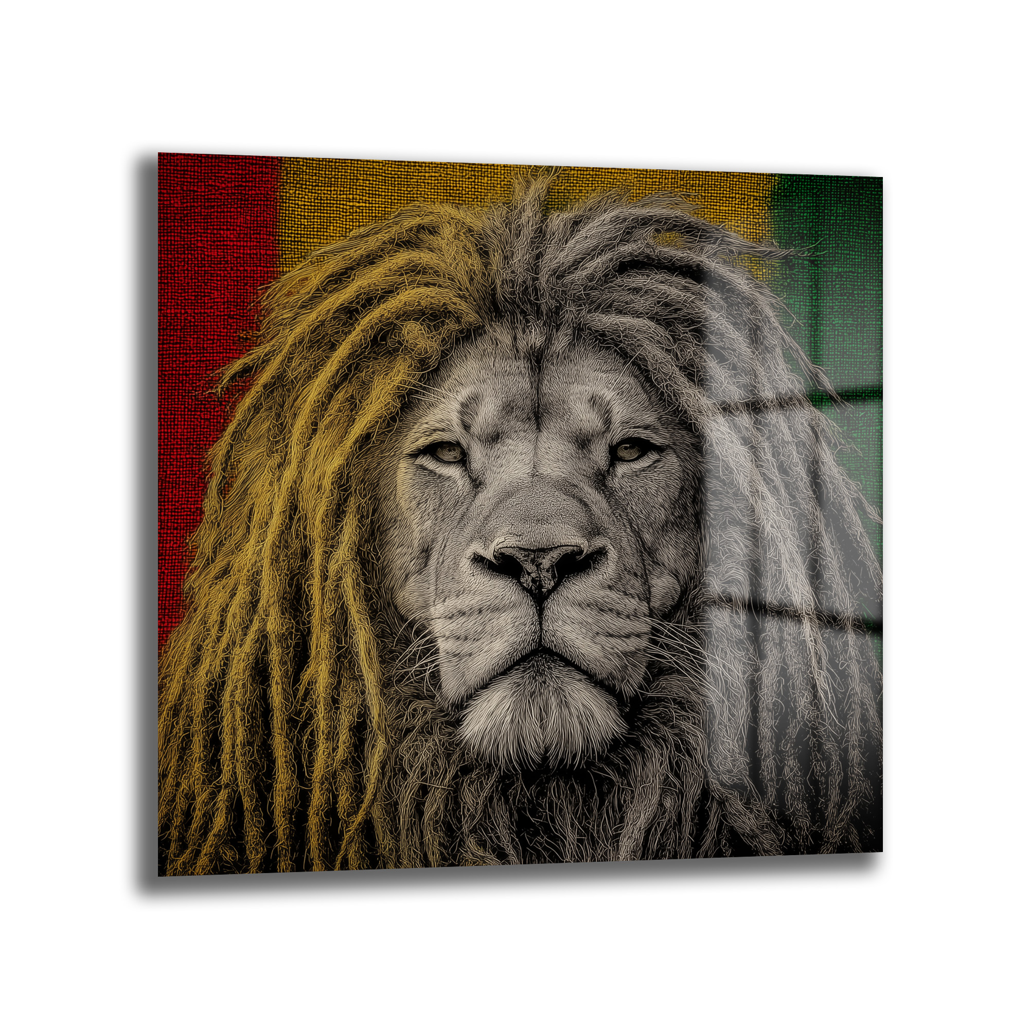 Rasta Aslan Kral Dreadlock Cam Tablo - Glazella Özel Tasarım Duvar Dekoru Rasta Aslan Kral Dreadlock Cam Tablo - Glazella Özel Tasarım