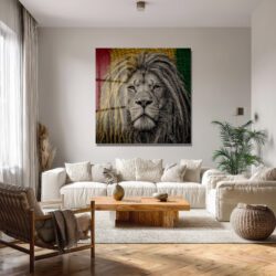 Rasta Aslan Kral Dreadlock Cam Tablo - Glazella Özel Tasarım Duvar Dekoru Rasta Aslan Kral Dreadlock Cam Tablo - Glazella Özel Tasarım