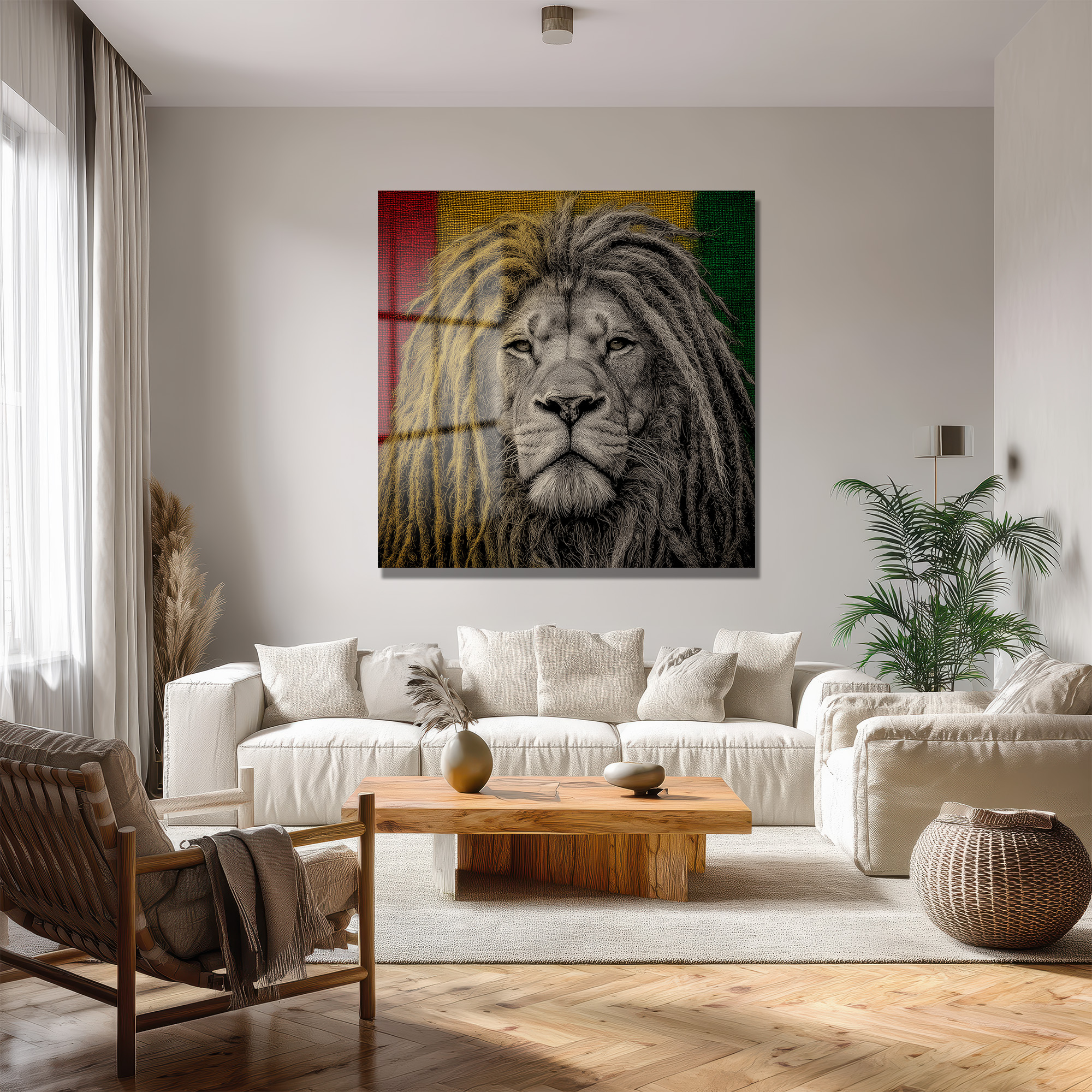 Rasta Aslan Kral Dreadlock Cam Tablo - Glazella Özel Tasarım Duvar Dekoru Rasta Aslan Kral Dreadlock Cam Tablo - Glazella Özel Tasarım