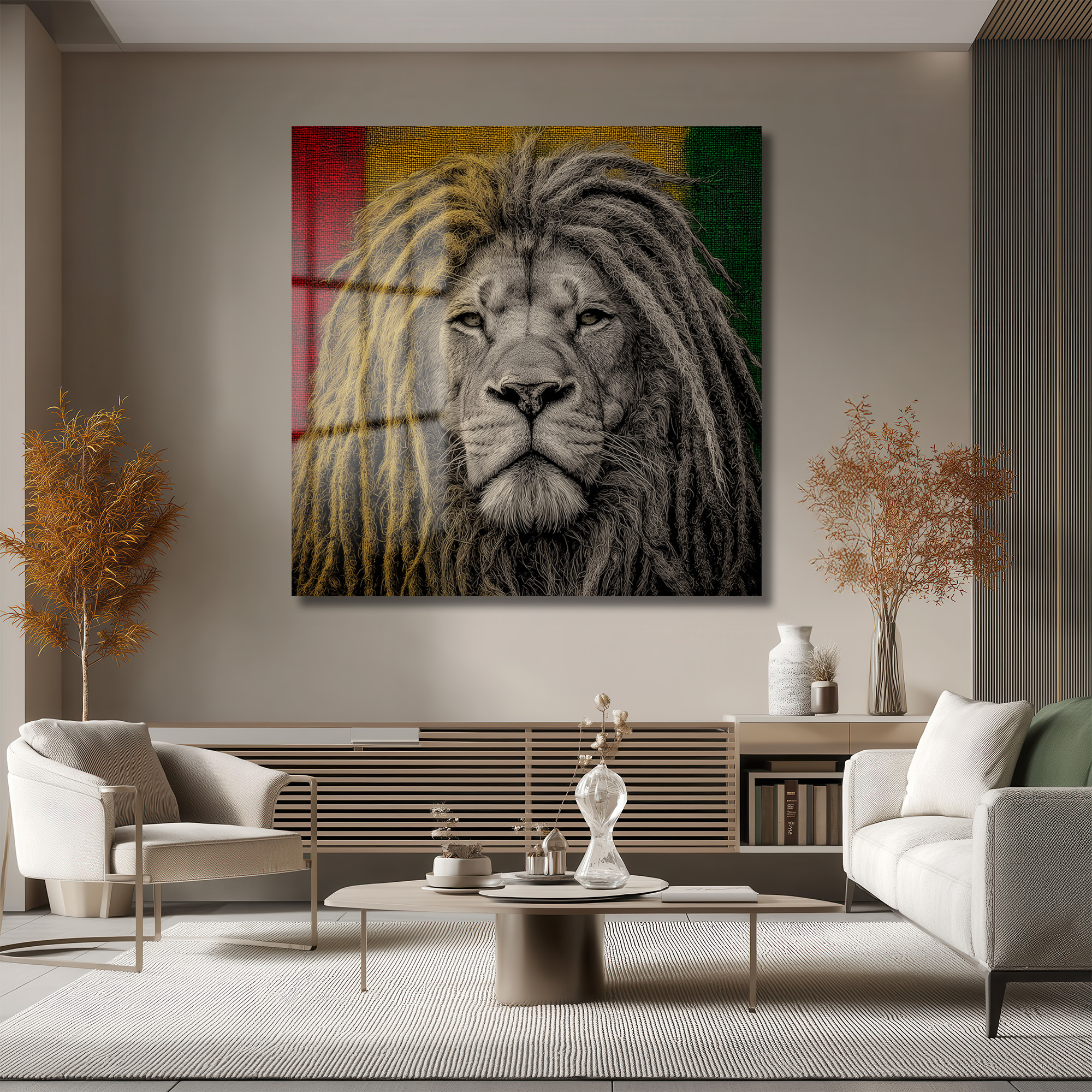 Rasta Aslan Kral Dreadlock Cam Tablo - Glazella Özel Tasarım Duvar Dekoru Rasta Aslan Kral Dreadlock Cam Tablo - Glazella Özel Tasarım