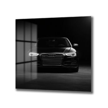 Lüks Siyah Audi Otomobil Cam Tablo – Modern Sanat Duvar Dekoru
