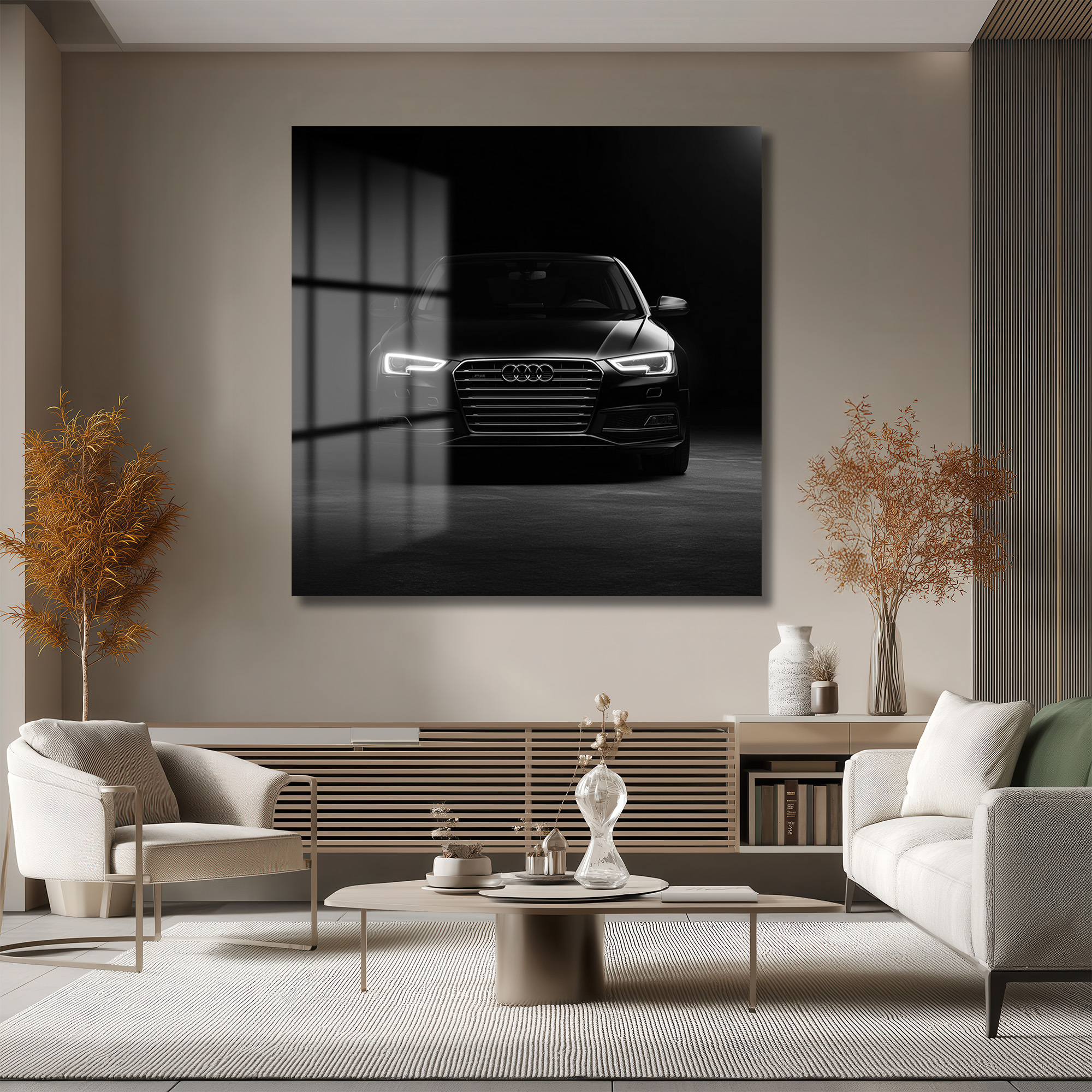 Lüks Siyah Audi Otomobil Cam Tablo – Modern Sanat Duvar Dekoru Duvar Dekoru Lüks Siyah Audi Otomobil Cam Tablo – Modern Sanat Duvar Dekoru