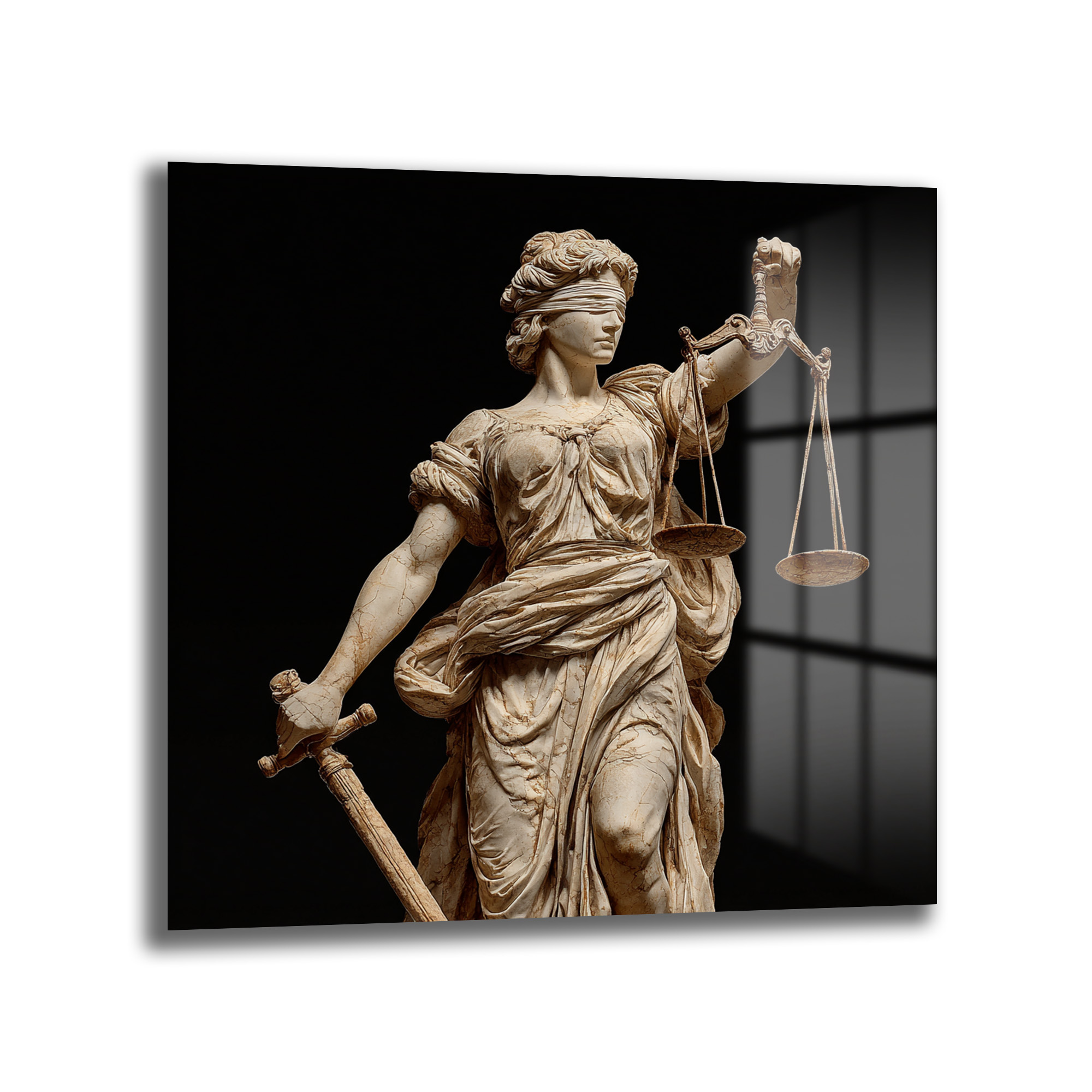 Adalet Tanrıçası Themis Heykeli Cam Tablo - Glazella Adalet Tanrıçası Themis Heykeli Cam Tablo - Glazella