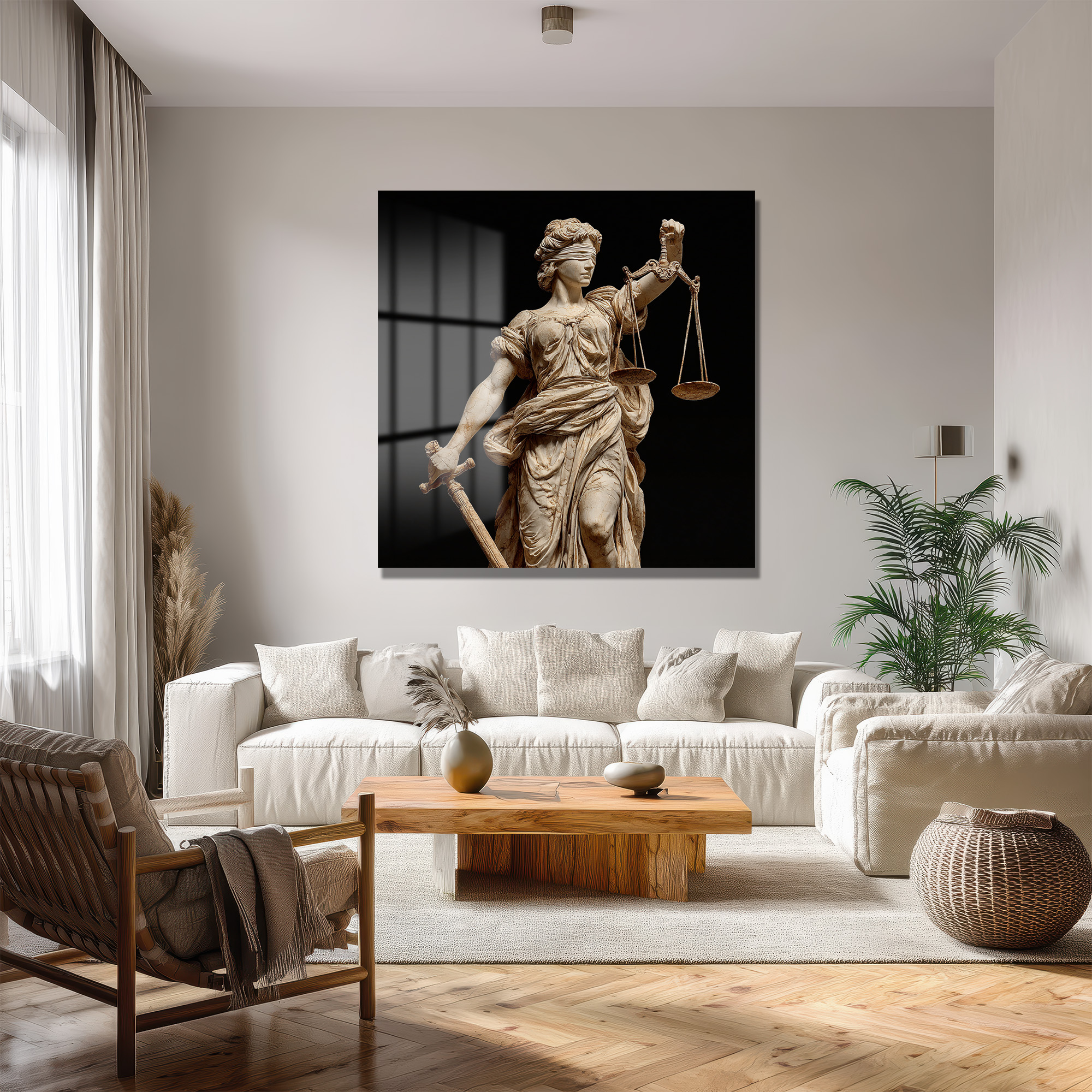 Adalet Tanrıçası Themis Heykeli Cam Tablo - Glazella Adalet Tanrıçası Themis Heykeli Cam Tablo - Glazella
