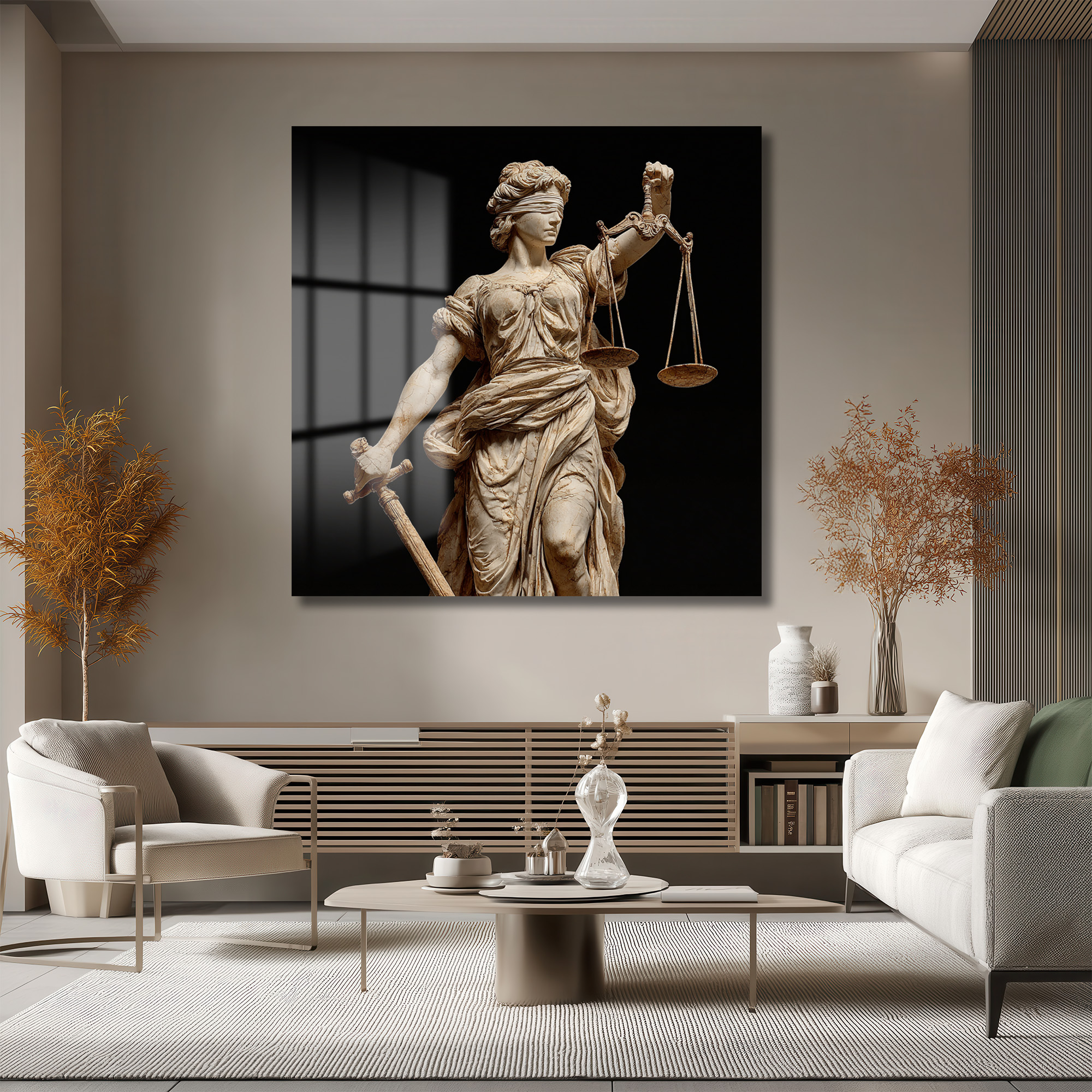 Adalet Tanrıçası Themis Heykeli Cam Tablo - Glazella Adalet Tanrıçası Themis Heykeli Cam Tablo - Glazella