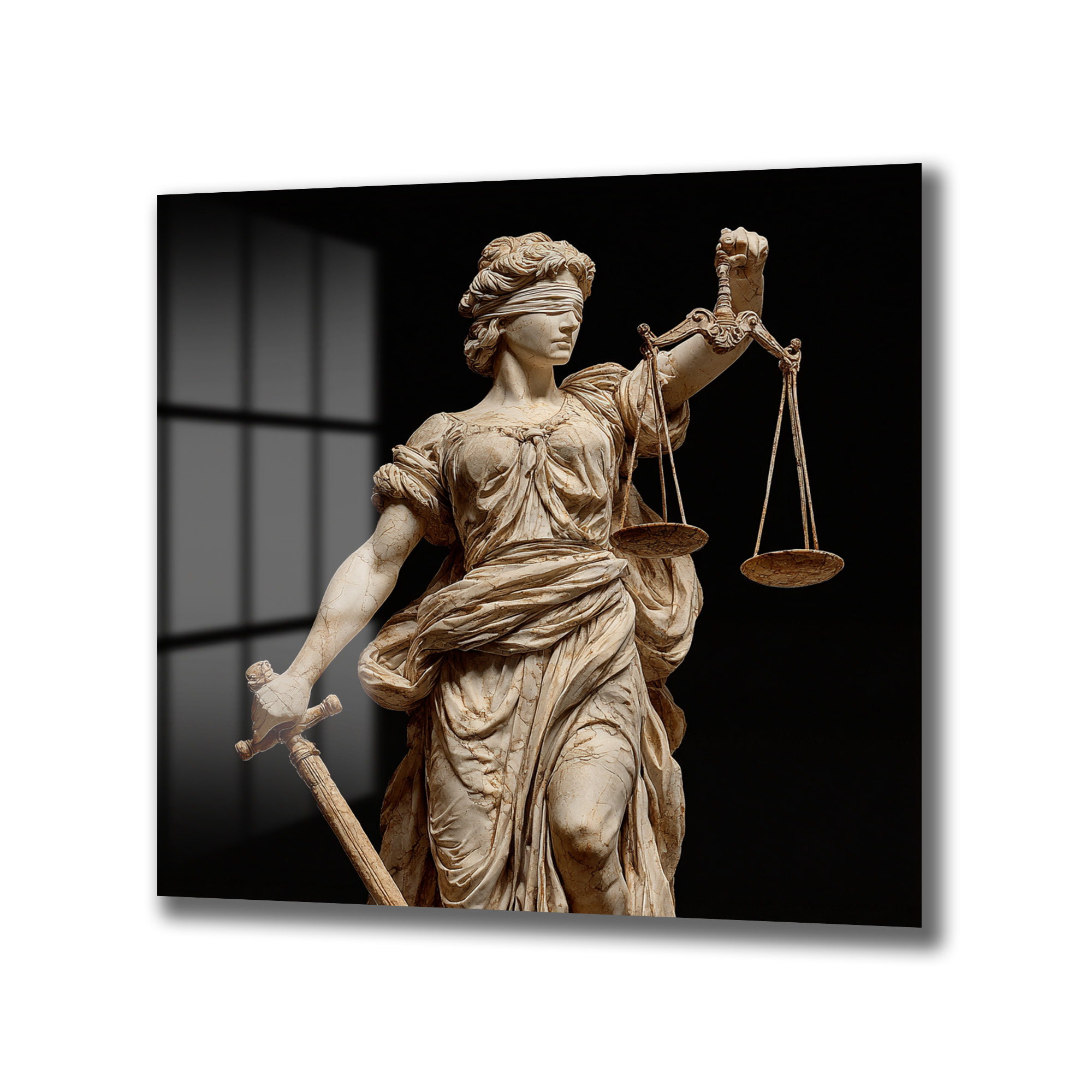 Adalet Tanrıçası Themis Heykeli Cam Tablo - Glazella Adalet Tanrıçası Themis Heykeli Cam Tablo - Glazella
