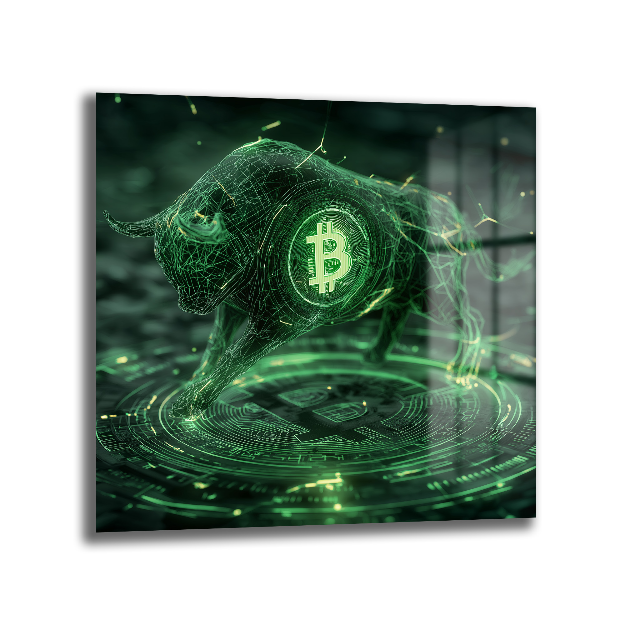 Bitcoin Boğa Koşusu Dijital Sanat Cam Tablo - Kripto Enerjisi - Glazella Bitcoin Boğa Koşusu Dijital Sanat Cam Tablo - Kripto Enerjisi - Glazella