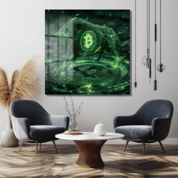 Bitcoin Boğa Koşusu Dijital Sanat Cam Tablo - Kripto Enerjisi - Glazella Bitcoin Boğa Koşusu Dijital Sanat Cam Tablo - Kripto Enerjisi - Glazella