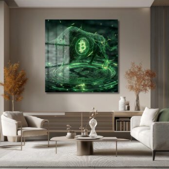 Bitcoin Boğa Koşusu Dijital Sanat Cam Tablo - Kripto Enerjisi - Glazella Bitcoin Boğa Koşusu Dijital Sanat Cam Tablo - Kripto Enerjisi - Glazella