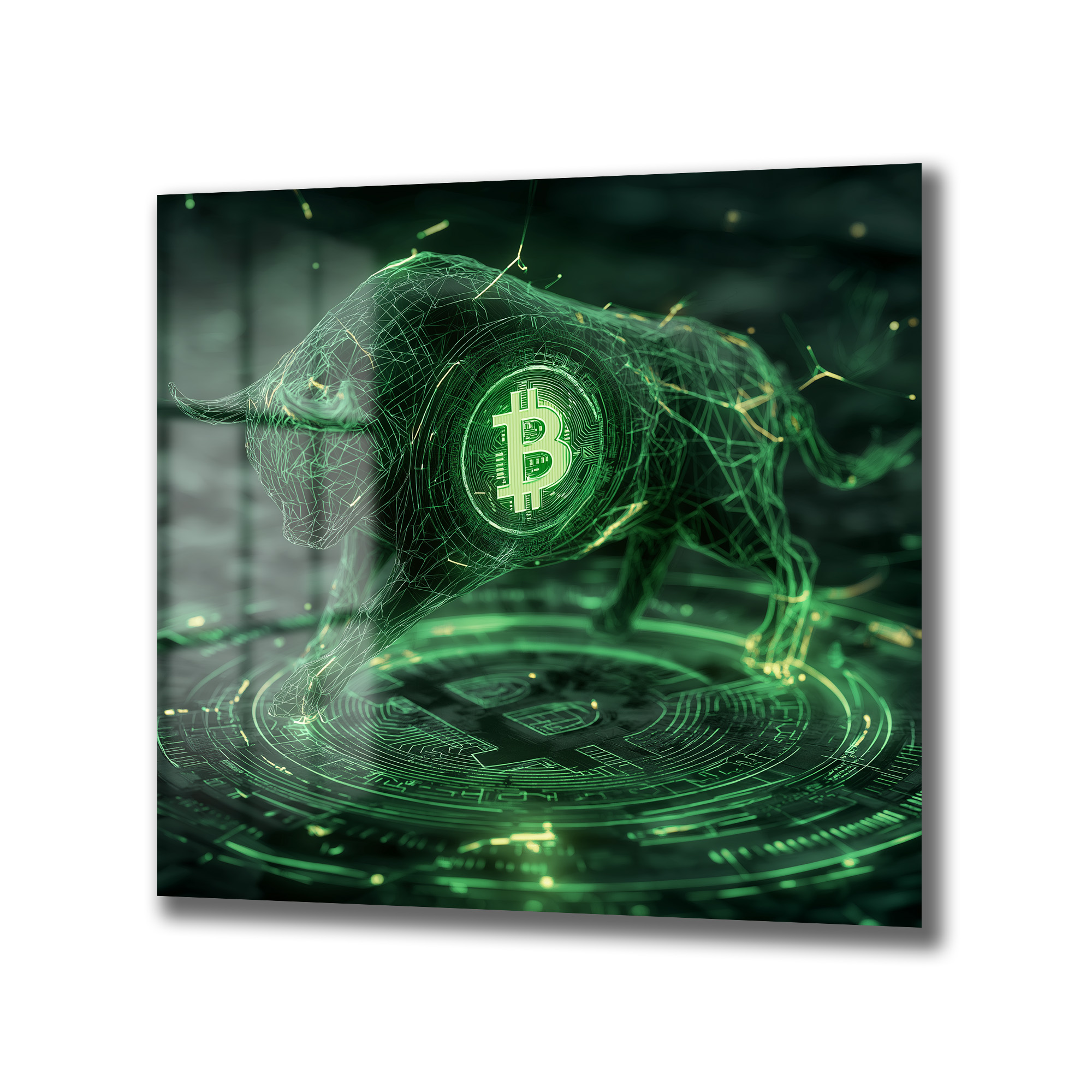 Bitcoin Boğa Koşusu Dijital Sanat Cam Tablo - Kripto Enerjisi - Glazella Bitcoin Boğa Koşusu Dijital Sanat Cam Tablo - Kripto Enerjisi - Glazella