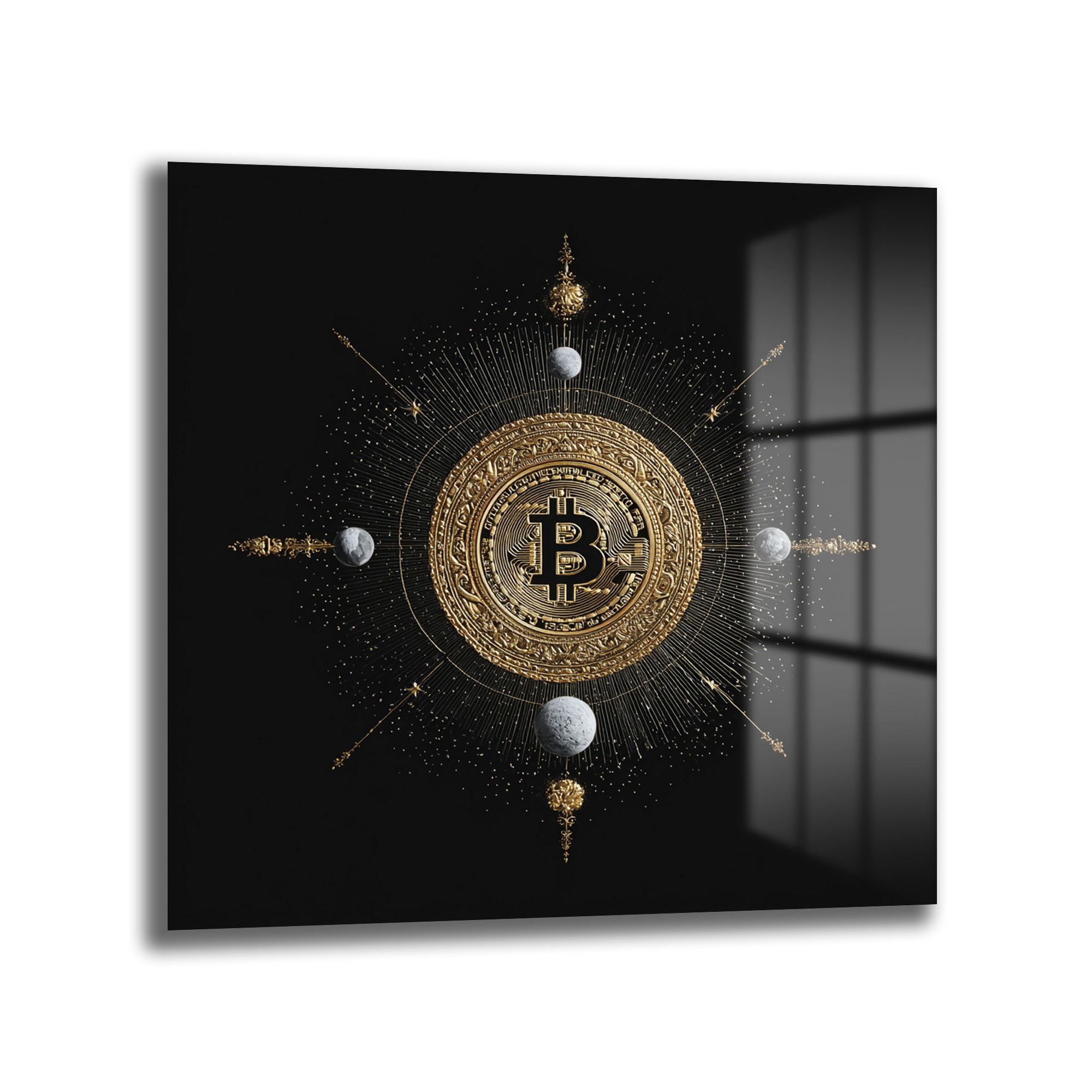 Bitcoin Kozmosu: Altın Detaylı Lüks Cam Tablo - Glazella Bitcoin Kozmosu: Altın Detaylı Lüks Cam Tablo - Glazella