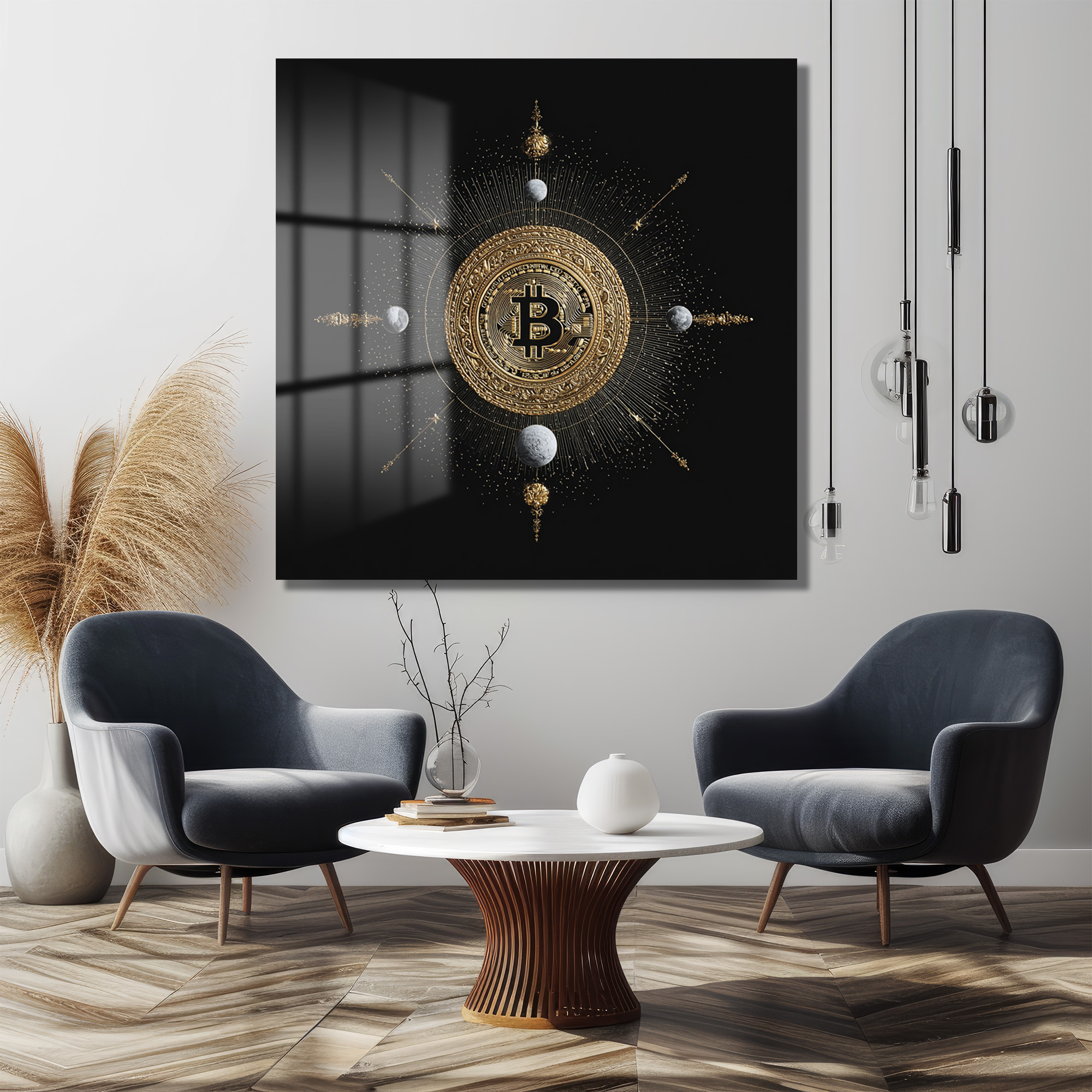 Bitcoin Kozmosu: Altın Detaylı Lüks Cam Tablo - Glazella Bitcoin Kozmosu: Altın Detaylı Lüks Cam Tablo - Glazella