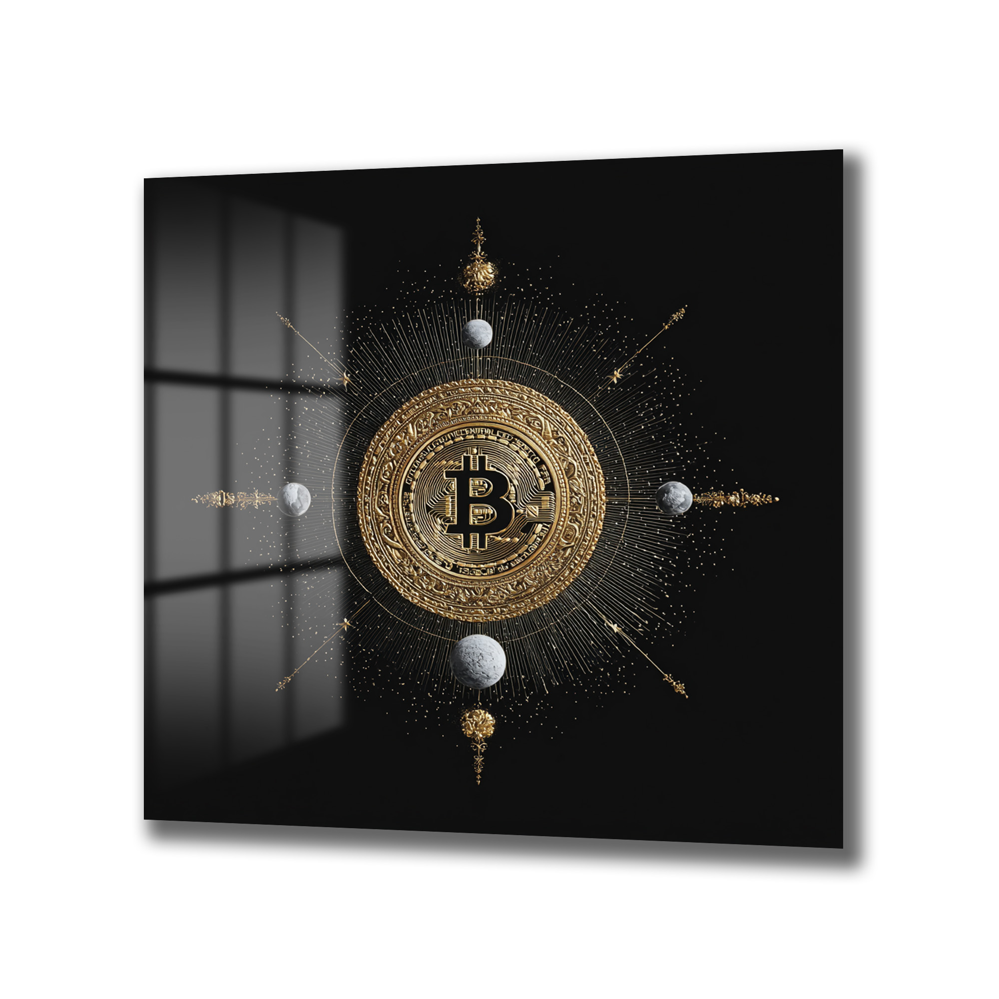 Bitcoin Kozmosu: Altın Detaylı Lüks Cam Tablo - Glazella Bitcoin Kozmosu: Altın Detaylı Lüks Cam Tablo - Glazella