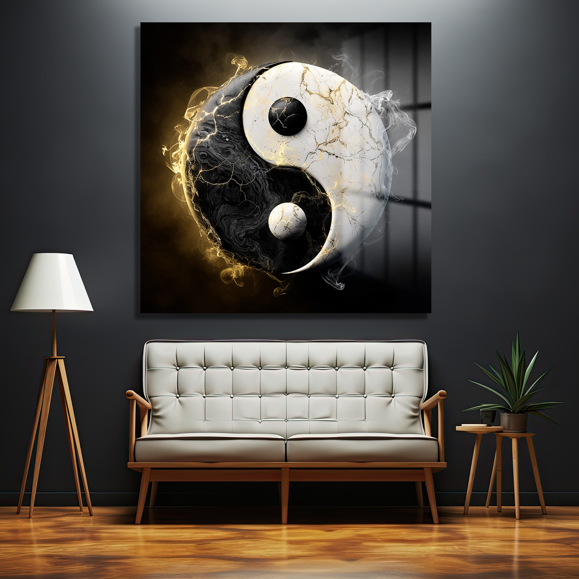 Yin Yang Enerjisi Siyah Beyaz Altın Detaylı Cam Tablo - Glazella Yin Yang Enerjisi Siyah Beyaz Altın Detaylı Cam Tablo - Glazella