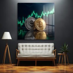 Bitcoin Ethereum Kripto Para Borsası Modern Cam Tablo Duvar Dekoru Bitcoin Ethereum Kripto Para Borsası Modern Cam Tablo