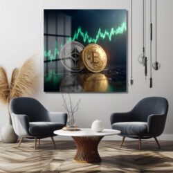 Bitcoin Ethereum Kripto Para Borsası Modern Cam Tablo Duvar Dekoru Bitcoin Ethereum Kripto Para Borsası Modern Cam Tablo
