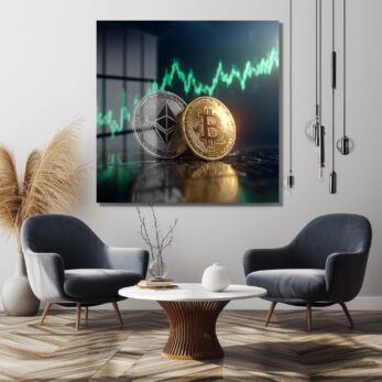 Bitcoin Ethereum Kripto Para Borsası Modern Cam Tablo - Glazella