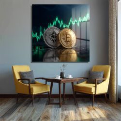 Bitcoin Ethereum Kripto Para Borsası Modern Cam Tablo Duvar Dekoru Bitcoin Ethereum Kripto Para Borsası Modern Cam Tablo