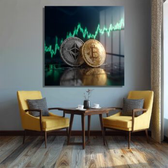 Bitcoin Ethereum Kripto Para Borsası Modern Cam Tablo - Glazella