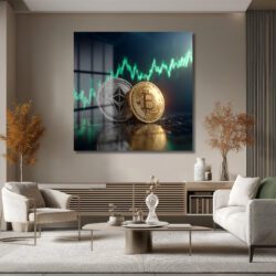 Bitcoin Ethereum Kripto Para Borsası Modern Cam Tablo Duvar Dekoru Bitcoin Ethereum Kripto Para Borsası Modern Cam Tablo