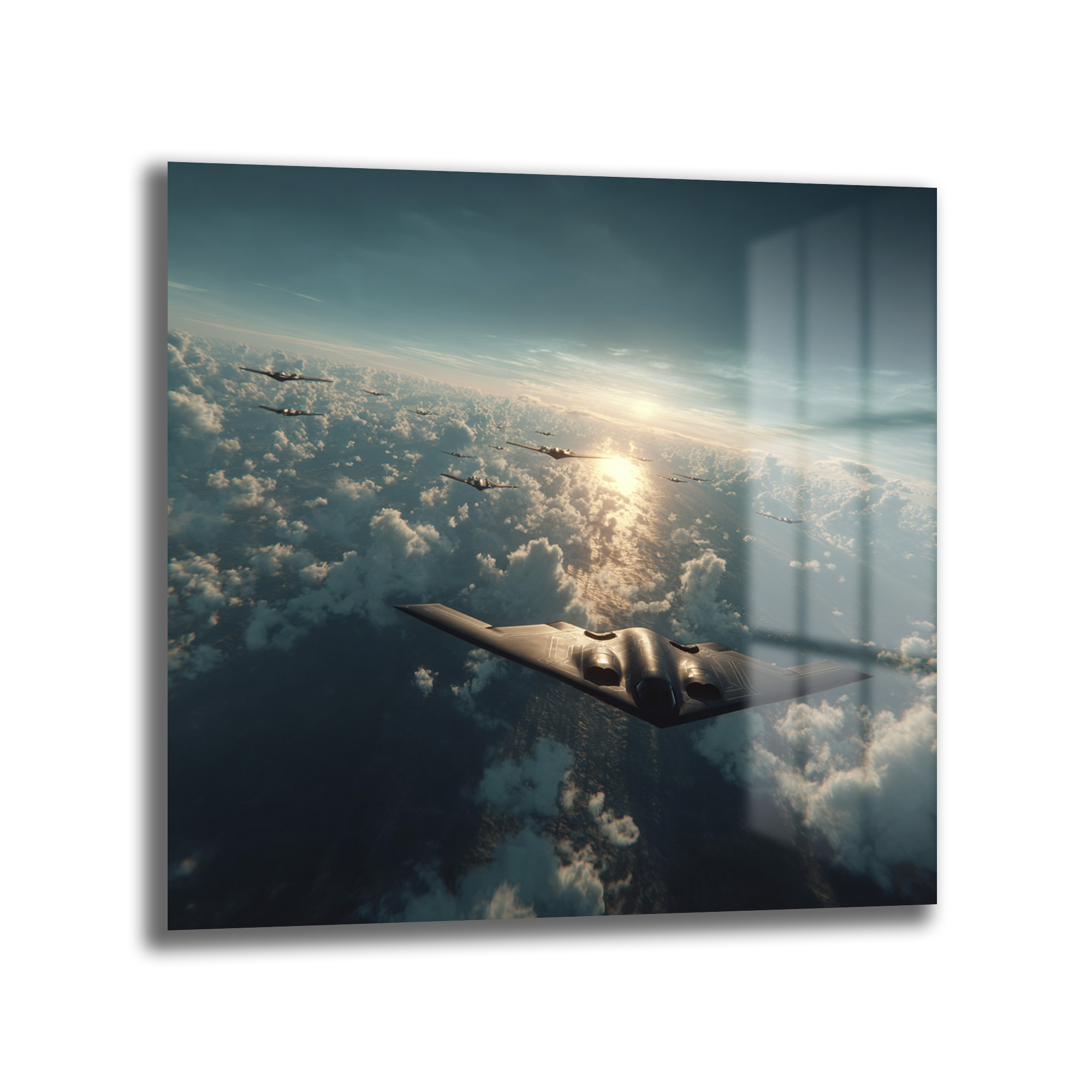 Ufukta Güç: B-2 Stealth Bombardıman Filosu Cam Tablo Duvar Dekoru Ufukta Güç: B-2 Stealth Bombardıman Filosu Cam Tablo
