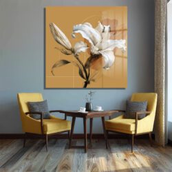 Zarif Zambak Çizimi Cam Tablo - Modern Sanat Duvar Dekoru Duvar Dekoru Zarif Zambak Çizimi Cam Tablo - Modern Sanat Duvar Dekoru