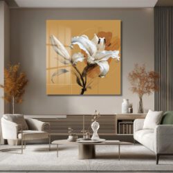 Zarif Zambak Çizimi Cam Tablo - Modern Sanat Duvar Dekoru Duvar Dekoru Zarif Zambak Çizimi Cam Tablo - Modern Sanat Duvar Dekoru