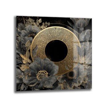 Altın Detaylı Siyah Çiçekler Cam Tablo | Lüks ve Modern Duvar Sanatı - Glazella Altın Detaylı Siyah Çiçekler Cam Tablo | Lüks ve Modern Duvar Sanatı - Glazella