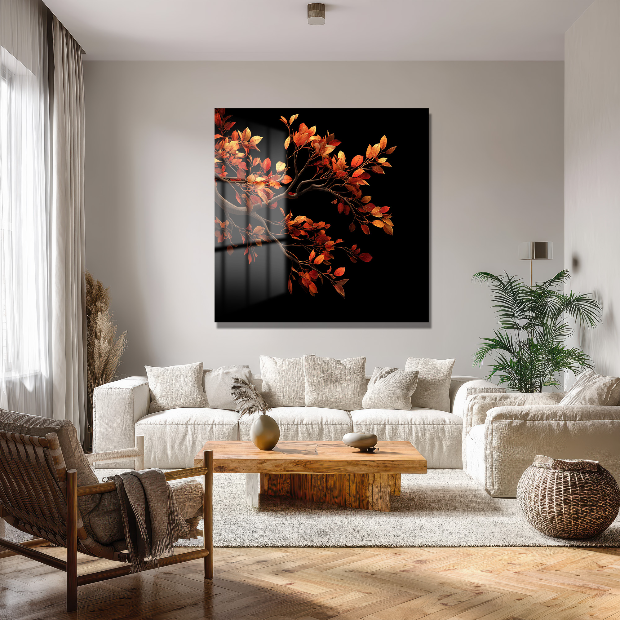 Sonbahar Esintisi: Canlı Yapraklar Modern Cam Tablo Duvar Dekoru Sonbahar Esintisi: Canlı Yapraklar Modern Cam Tablo