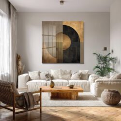Soyut Geometrik Altın ve Siyah Modern Cam Tablo Duvar Dekoru Soyut Geometrik Altın ve Siyah Modern Cam Tablo