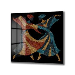 Ritim Dansı Mozaik Desenli Temperli Cam Tablo Duvar Dekoru Ritim Dansı Mozaik Desenli Temperli Cam Tablo