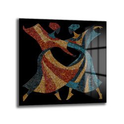 Ritim Dansı Mozaik Desenli Temperli Cam Tablo Duvar Dekoru Ritim Dansı Mozaik Desenli Temperli Cam Tablo