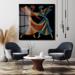 Ritim Dansı Mozaik Desenli Temperli Cam Tablo Duvar Dekoru Ritim Dansı Mozaik Desenli Temperli Cam Tablo