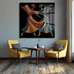Ritim Dansı Mozaik Desenli Temperli Cam Tablo Duvar Dekoru Ritim Dansı Mozaik Desenli Temperli Cam Tablo