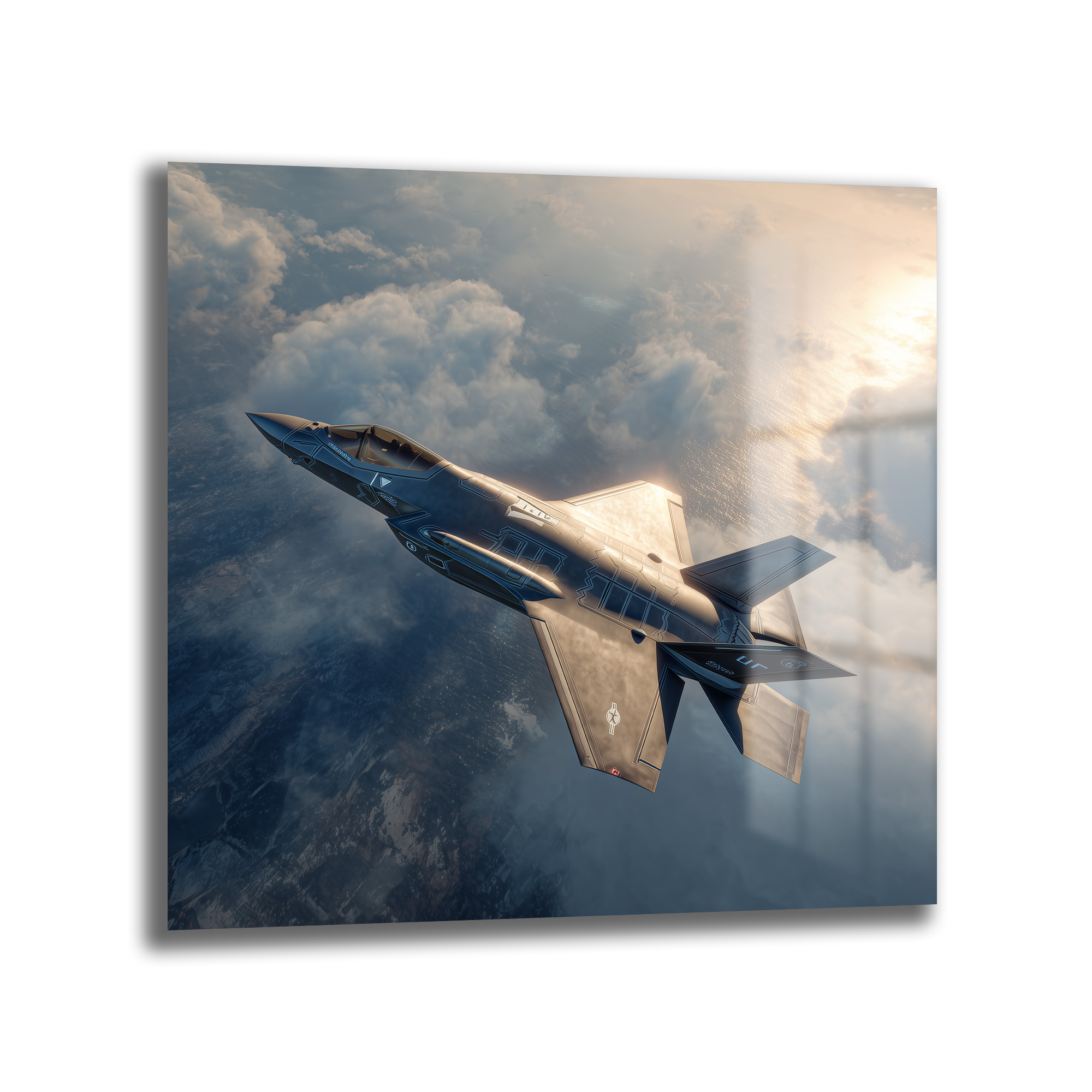 Göklerin Hakimi F-35 Jet Uçağı Cam Tablo Duvar Dekoru Göklerin Hakimi F-35 Jet Uçağı Cam Tablo