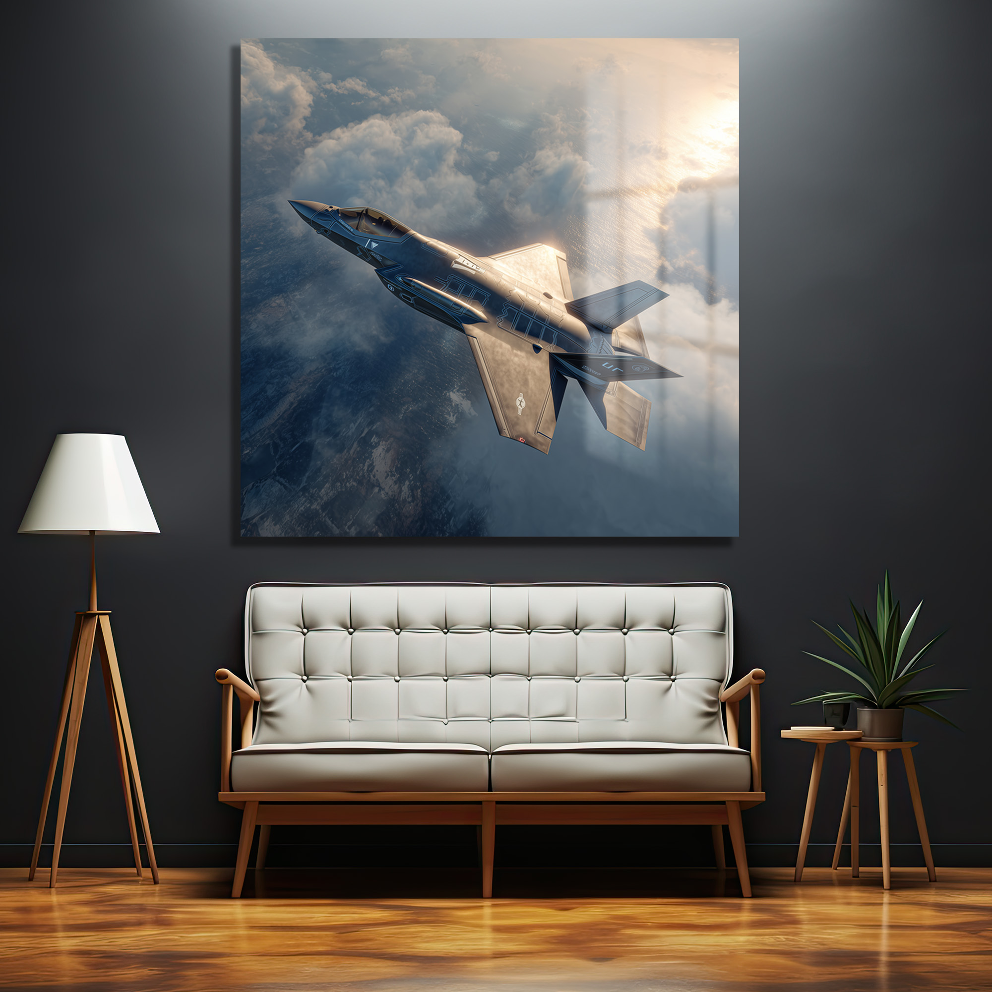 Göklerin Hakimi F-35 Jet Uçağı Cam Tablo Duvar Dekoru Göklerin Hakimi F-35 Jet Uçağı Cam Tablo