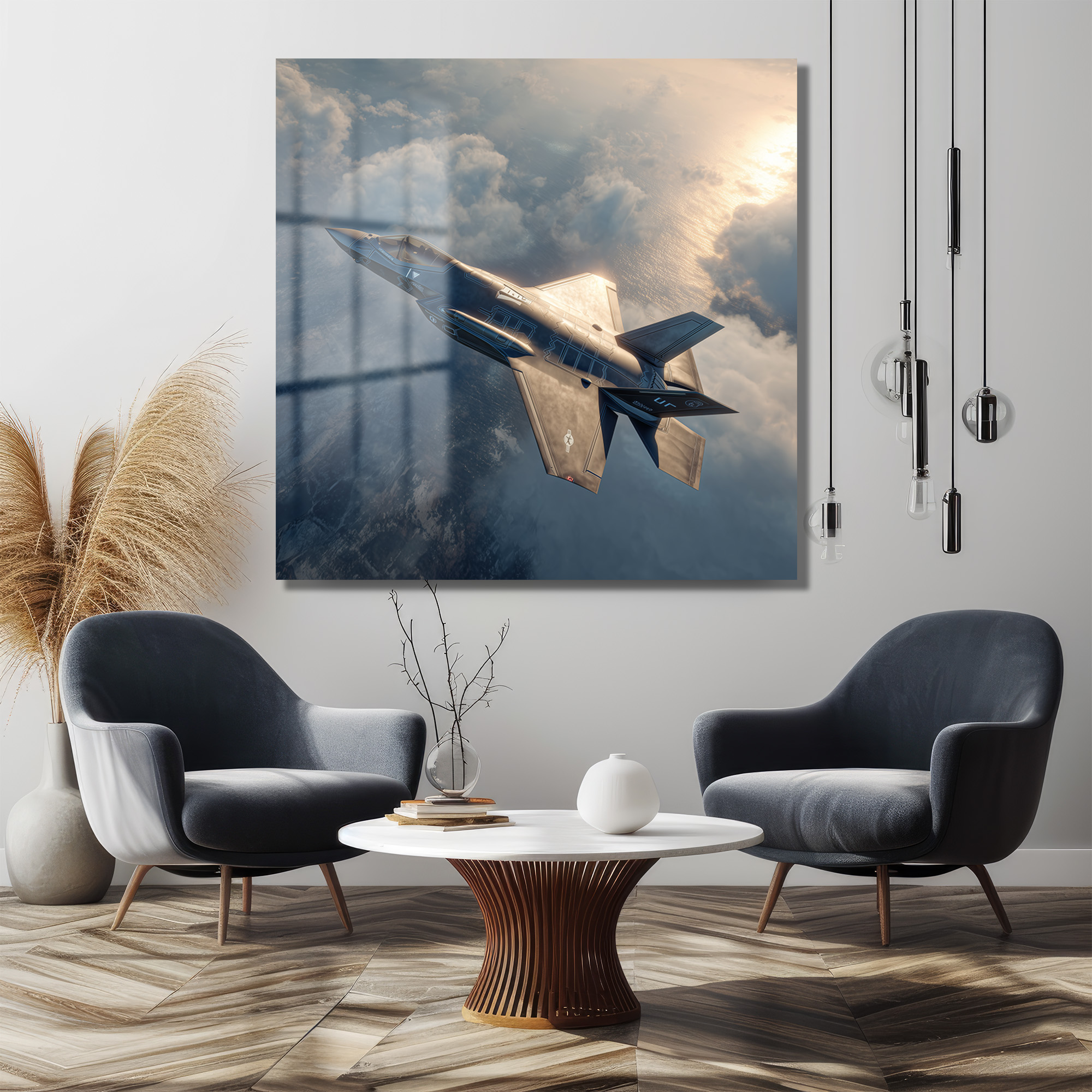 Göklerin Hakimi F-35 Jet Uçağı Cam Tablo Duvar Dekoru Göklerin Hakimi F-35 Jet Uçağı Cam Tablo