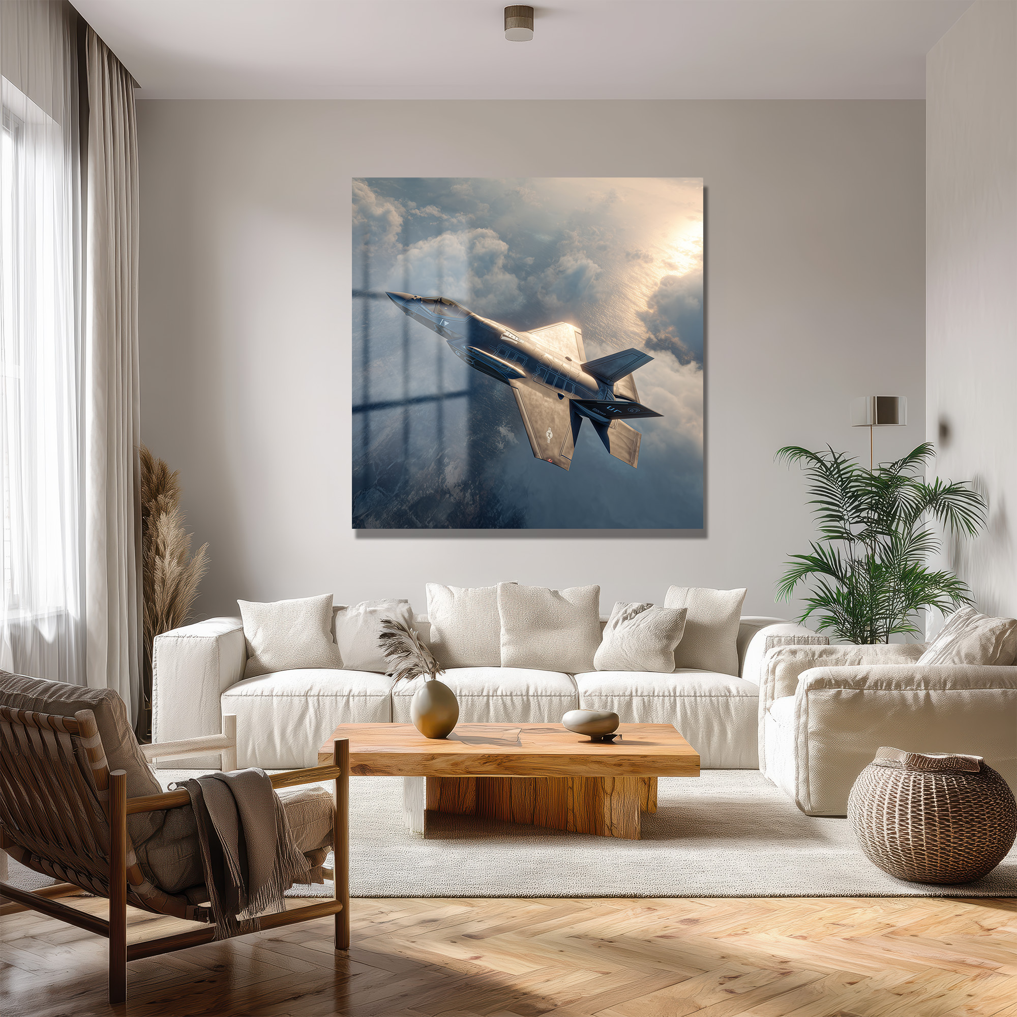 Göklerin Hakimi F-35 Jet Uçağı Cam Tablo Duvar Dekoru Göklerin Hakimi F-35 Jet Uçağı Cam Tablo