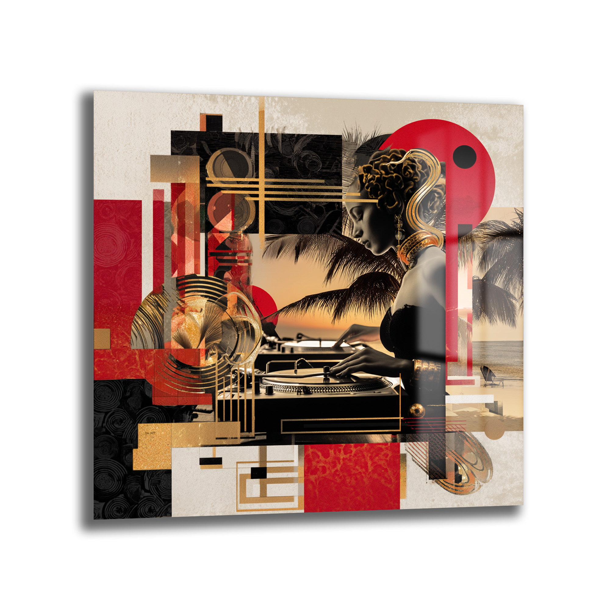 Golden Groove DJ Sunset Cam Tablo | Modern Sanat Duvar Dekoru Duvar Dekoru Golden Groove DJ Sunset Cam Tablo | Modern Sanat Duvar Dekoru