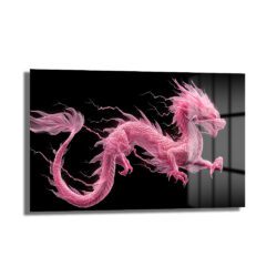 Pembe Ejderha Enerjisi Cam Tablo Duvar Dekoru Pembe Ejderha Enerjisi Cam Tablo
