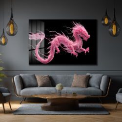 Pembe Ejderha Enerjisi Cam Tablo Duvar Dekoru Pembe Ejderha Enerjisi Cam Tablo