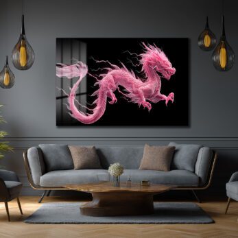 Pembe Ejderha Enerjisi Cam Tablo - Glazella Pembe Ejderha Enerjisi Cam Tablo - Glazella