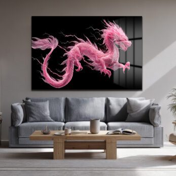 Pembe Ejderha Enerjisi Cam Tablo - Glazella Pembe Ejderha Enerjisi Cam Tablo - Glazella