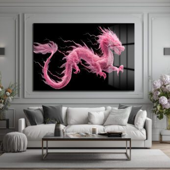 Pembe Ejderha Enerjisi Cam Tablo - Glazella Pembe Ejderha Enerjisi Cam Tablo - Glazella